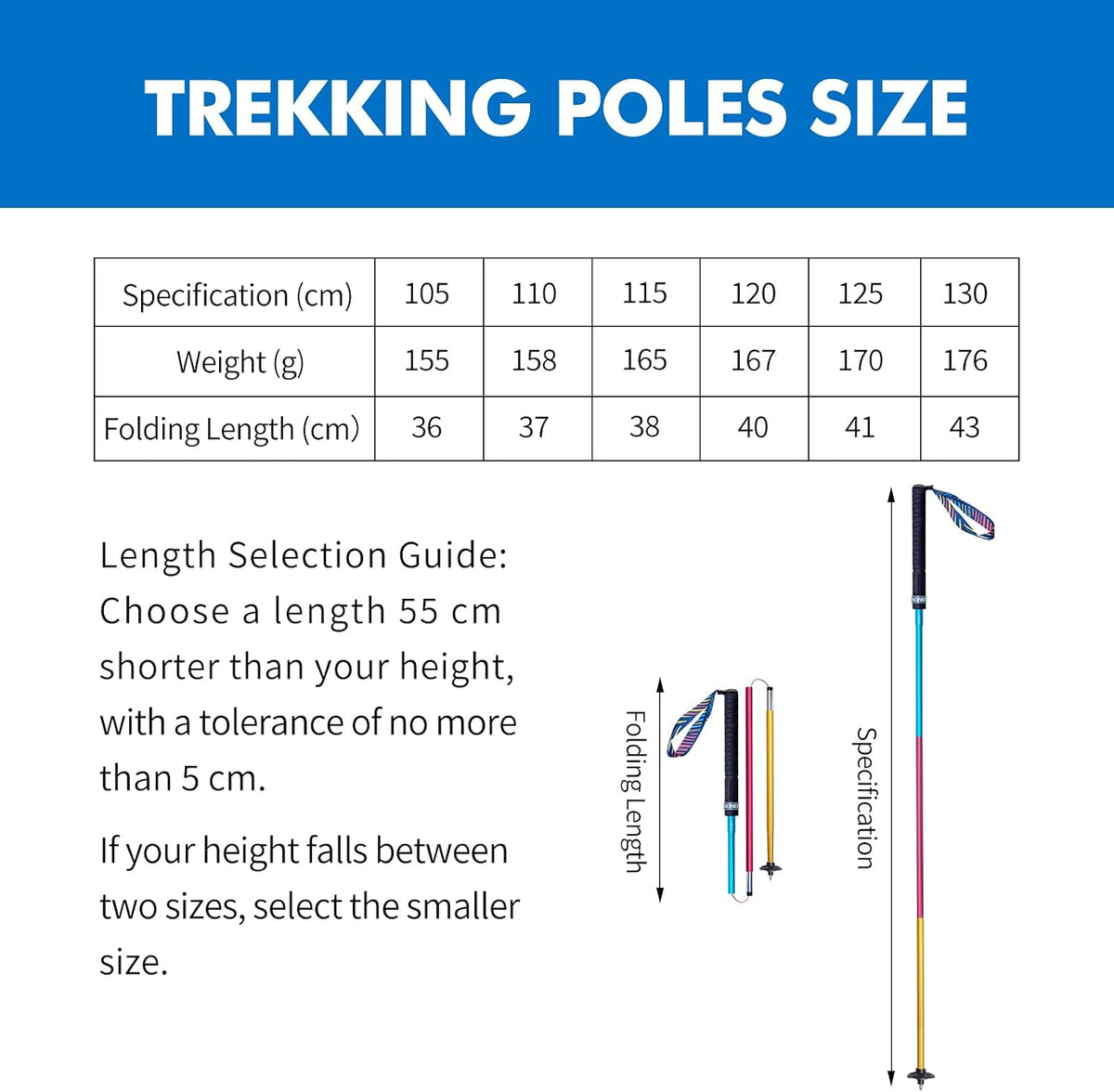 AONIJIE Collapsible Trekking Poles 2-Pack Walking Hiking Sticks for Running