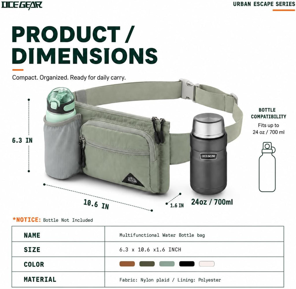 Fanny Pack with Water Bottle Holder for Men Women Waist Bag Running Waist Pack Waterproof for Outdoor Travel Cycling Climbing Walking Fit All Phones (Bottle Not Included) (Mint Green)