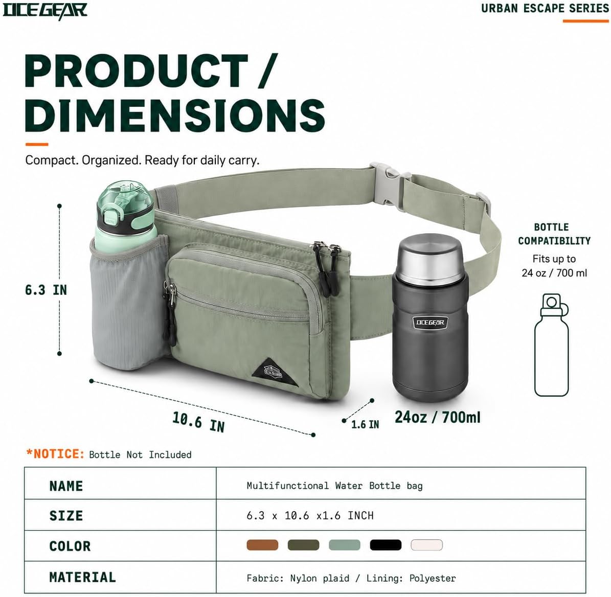 Fanny Pack with Water Bottle Holder for Men Women Waist Bag Running Waist Pack Waterproof for Outdoor Travel Cycling Climbing Walking Fit All Phones (Bottle Not Included) (Mint Green)