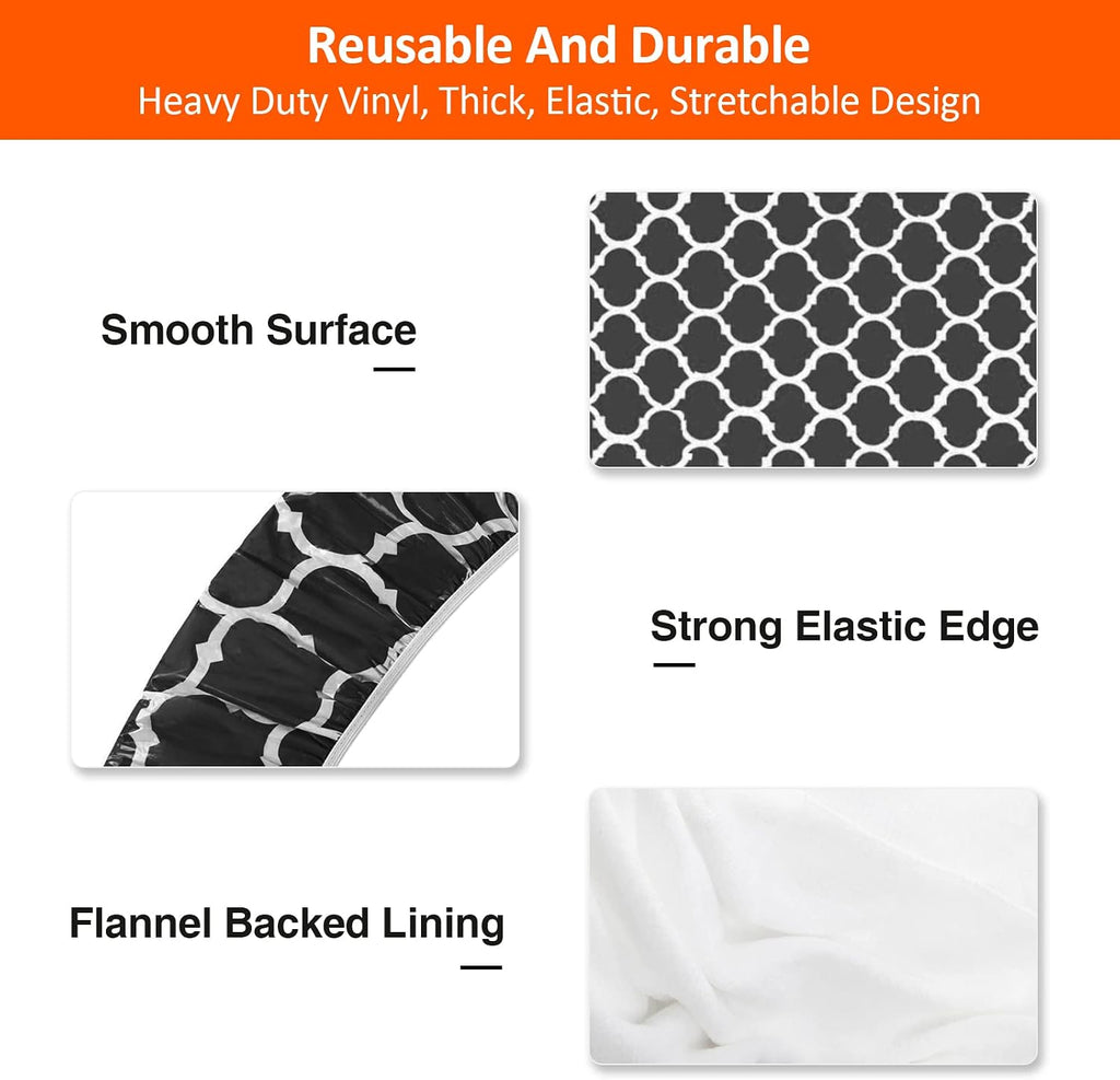 6ft 72in Picnic Table and Bench Cover, 3 Pack, Black-White Moroccan