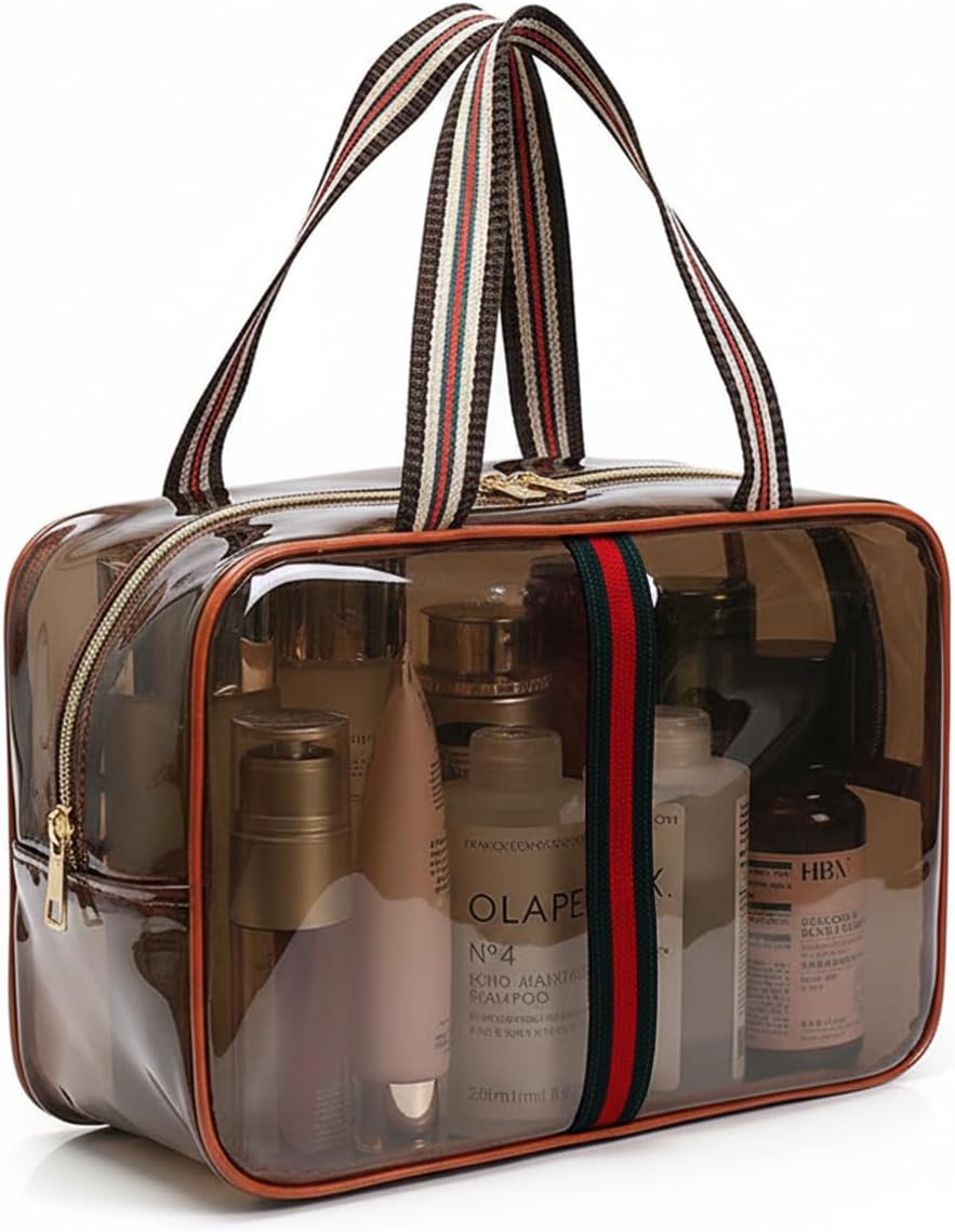 ANIS·KEBBR Retro Clear Makeup Bag, Waterproof Large Zipper Toiletry Organizer for Travel