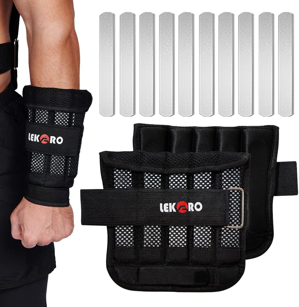 Wrist Ankle Weights with Removable Steel Bars, 1 Pair Adjustable Arm Leg Weights for Men and Women, No Leakage Design, Weighted Wrist Bands for Walking Jogging Yoga Pilates