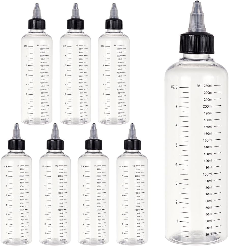 BENECREAT 15 Pack 50ml Transparent Plastic Dispensing Bottle with Twist Cap and Graduated Measurement for Liquids, Inks, Oils, Arts and Crafts