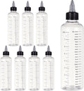 BENECREAT 8 Pack 8oz Large Transparent Plastic Dispensing Bottle with Twist Cap and Graduated Measurement for Liquids, Inks, Oils, Arts and Crafts