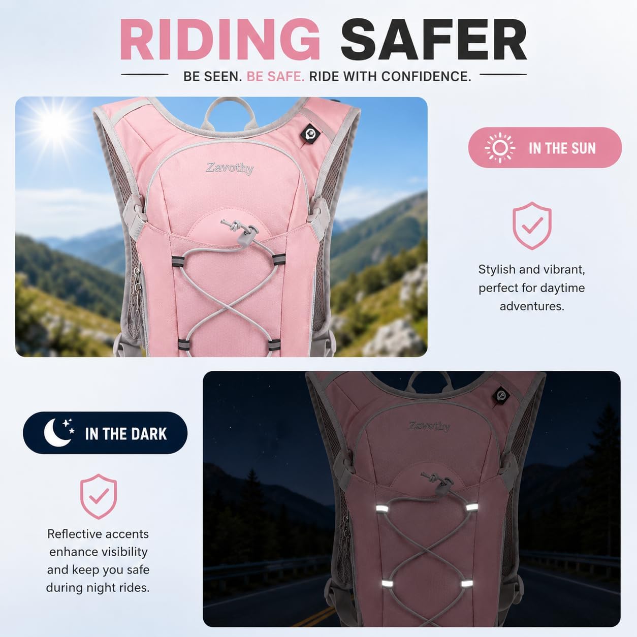Zavothy Hydration Backpack with 2L Hydration Bladder Water Backpack for Hiking Hydration Pack for Running Cycling Hiking