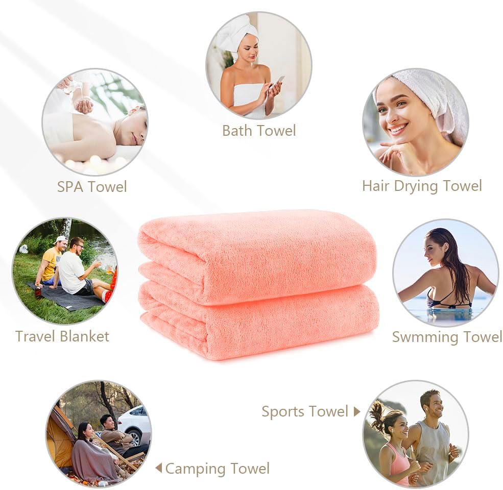 Orighty Bath Towels, Soft Feel Bath Towel, 2 Pack (27'' x 54'')