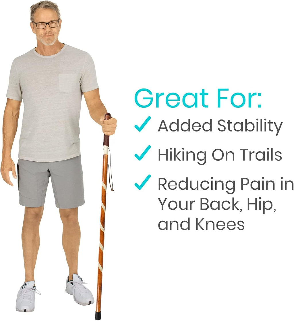 Vive Wooden Walking Stick - Willow Cane for Seniors Hiking & Balance