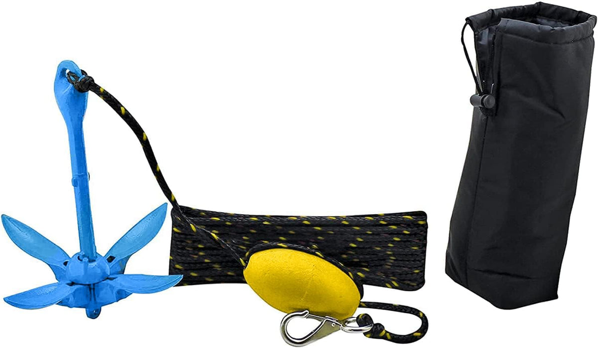 XIALUO Marine Kayak Anchor Kits 3.5 lb Folding Anchor Accessories with 30 ft Rope for Fishing Kayaks, Canoe, Jet Ski, SUP Paddle Board and Small Boats