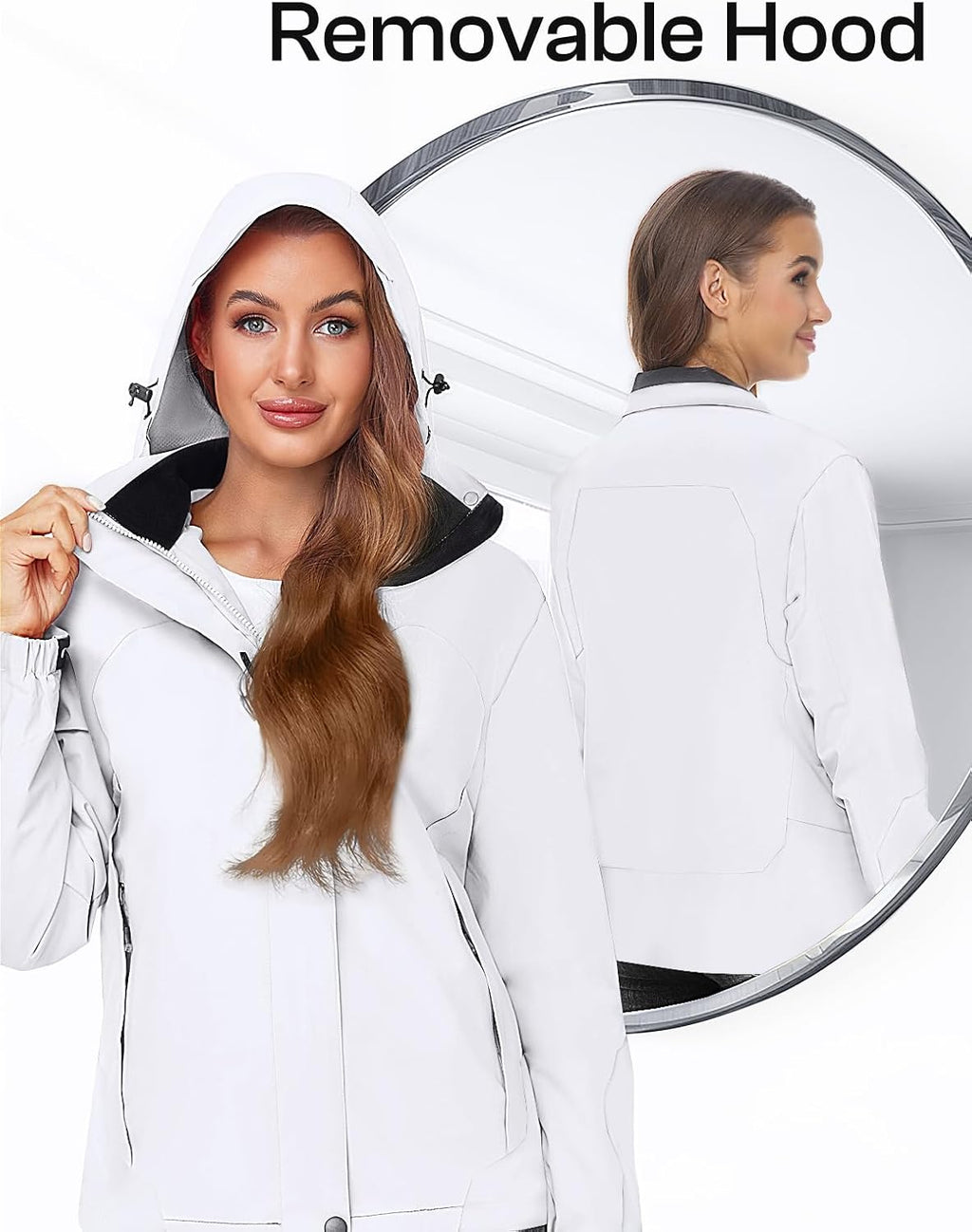 Womens Waterproof Rain jacket Lightweight Raincoat with Removable Hood