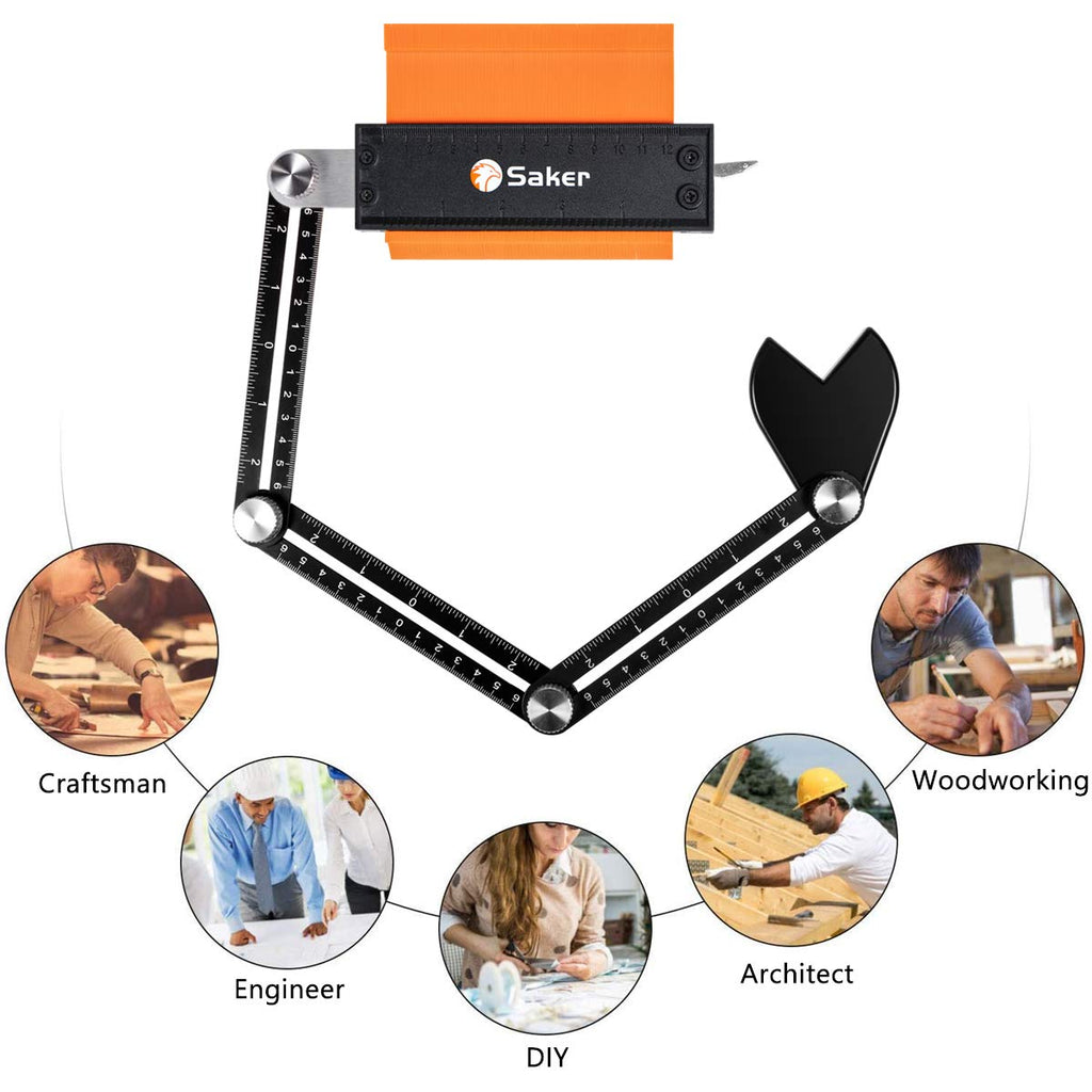 Saker Contour Gauge Profile Tool With Opening Locator- Adjustable Lock -Precisely Copy Irregular Shape Duplicator -Irregular Welding Woodworking Tracing - Must Have Tool for DIY Handyman, Construction