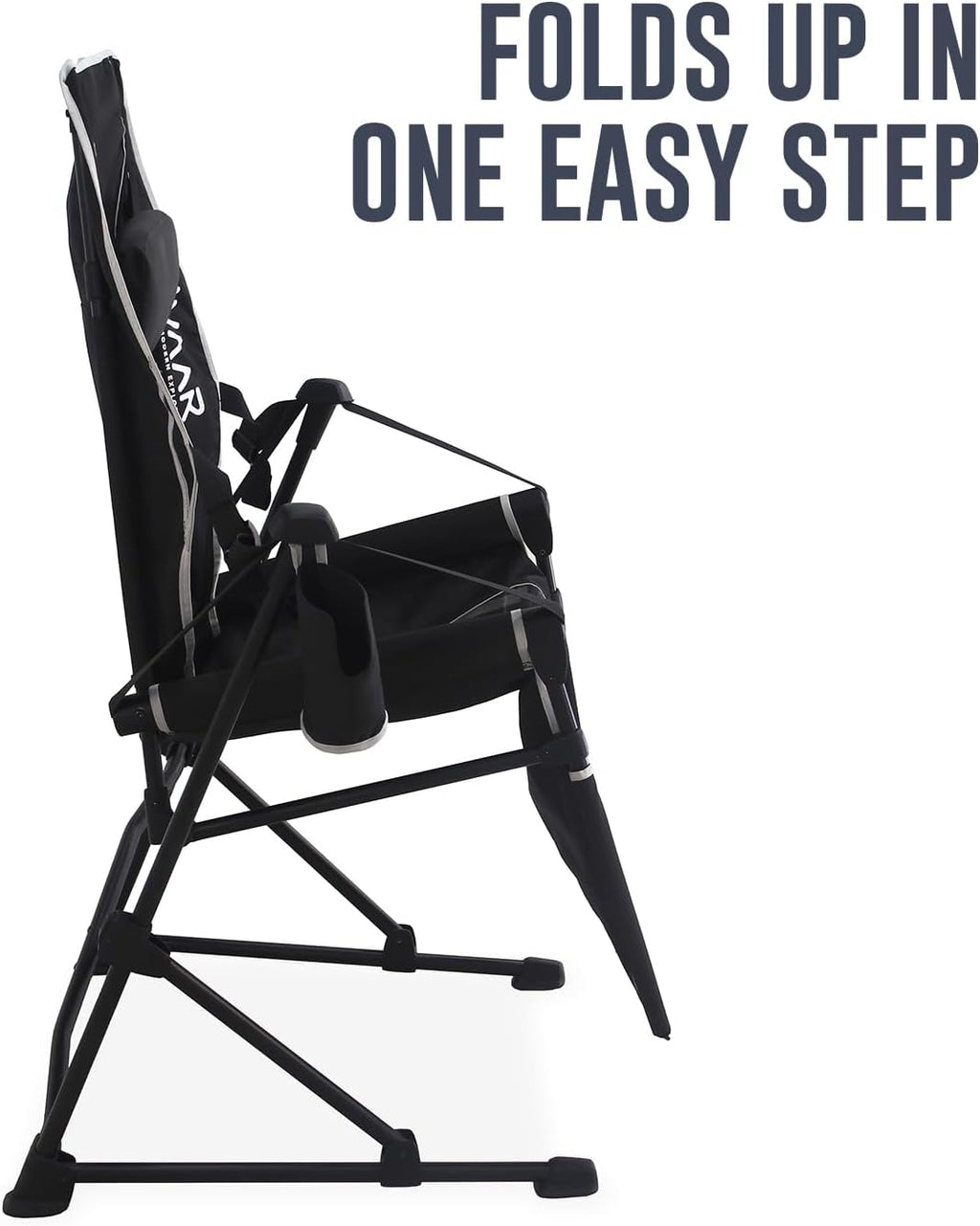 Go-Horizon Hammock Swinging Camping Chair for Adults up to 400bs,Full Lie-Flat Folding Chair with Footrest,Adjustable Headrest,Cup Holder & Carry Bag for Camping,Fishing,Beach,Patio—Black