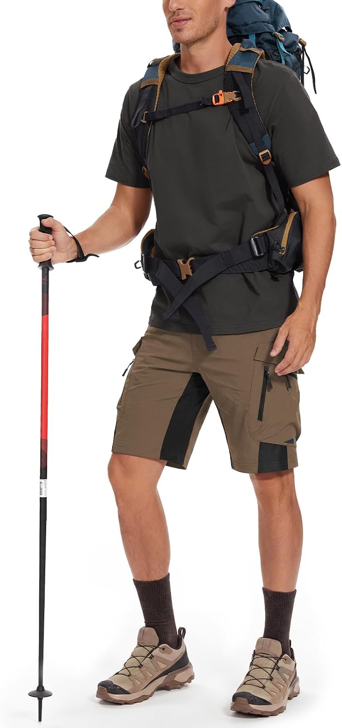 XKTTAC Men's Hiking Cargo Shorts: 4-Way Stretch with 6 Secure Pockets