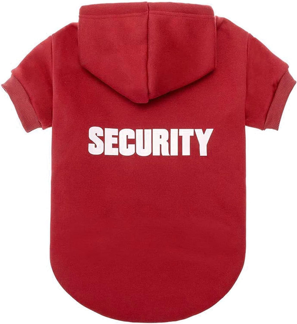 BINGPET Security Dog Hoodie, Pet Sweater Clothes with Leash Hole, Red