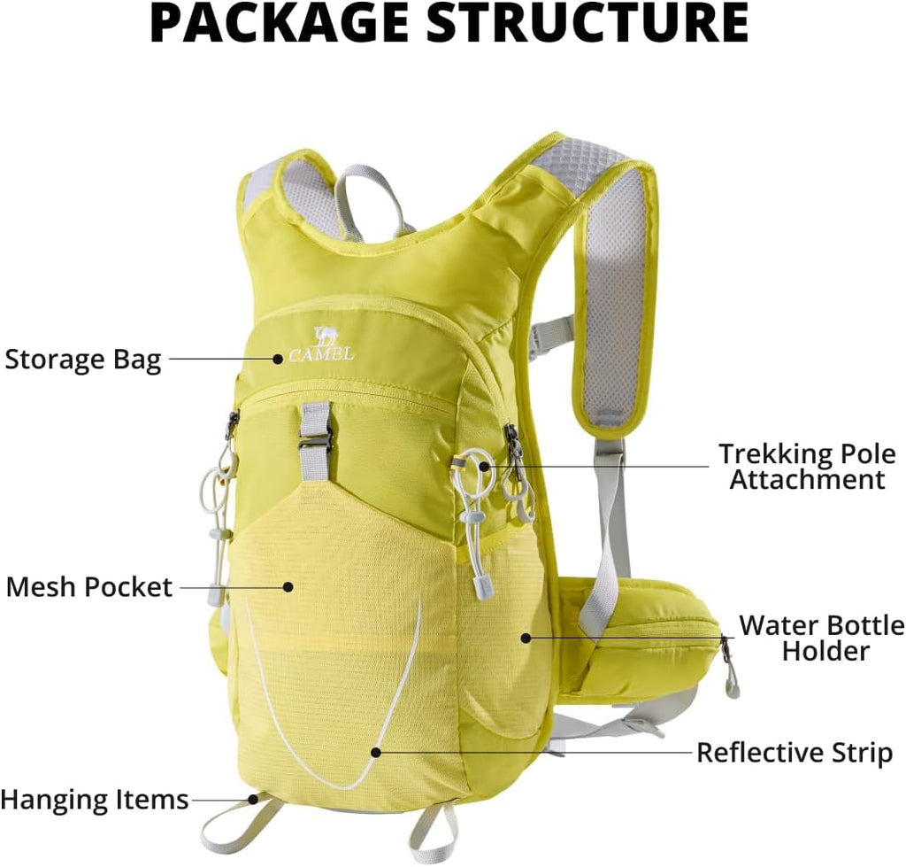 CAMEL Small Hiking Backpack for Women Men Lightweight Travel Daypack Cycling Bag Water Resistant Sports Backpacks