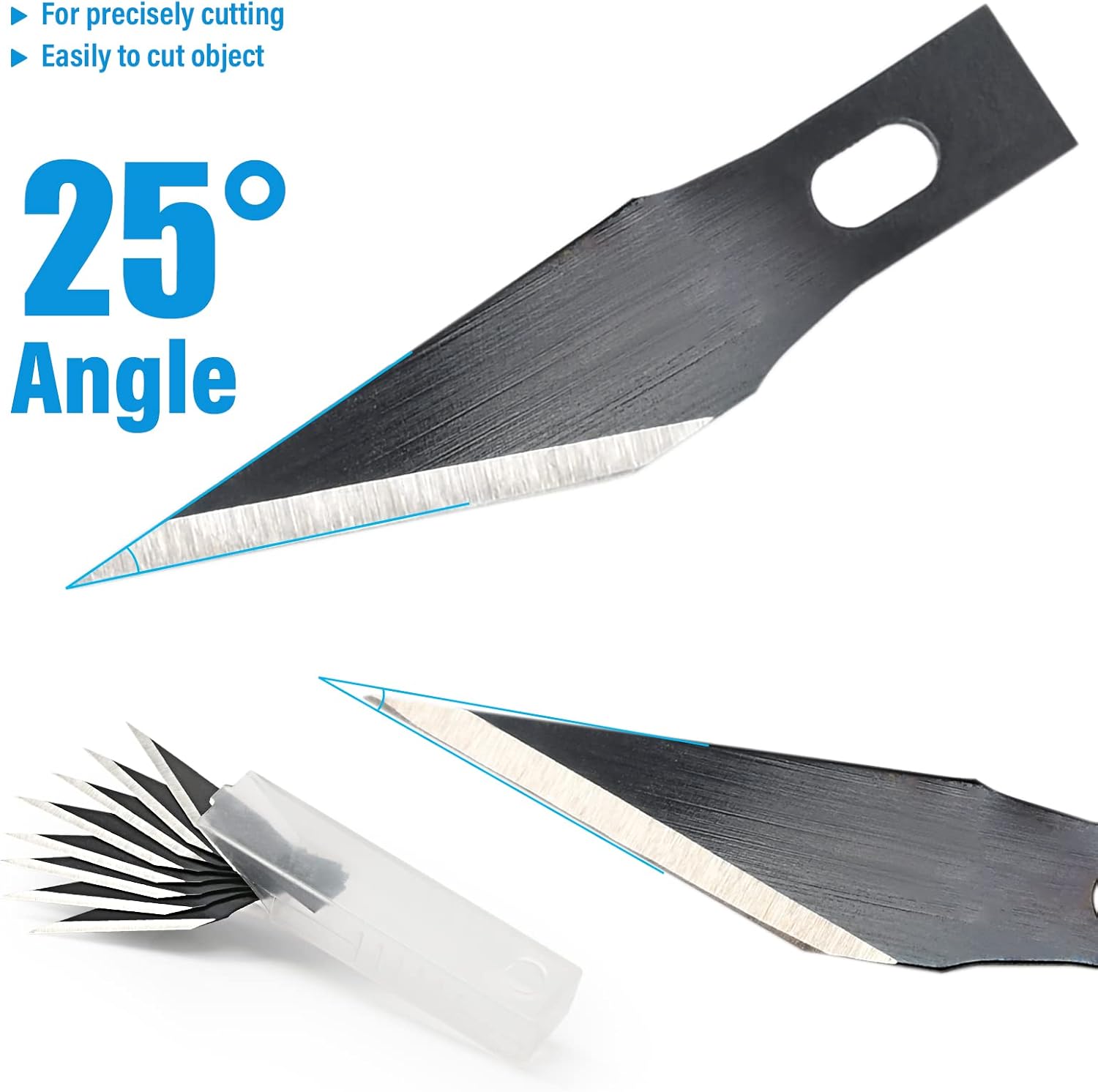 EHDIS Precision Craft Knife Blades 11# Knife Blades Refill Hobby Art Blades Cutting Tool with Storage Case for Craft, Hobby, Scrapbooking, Stencil (100)