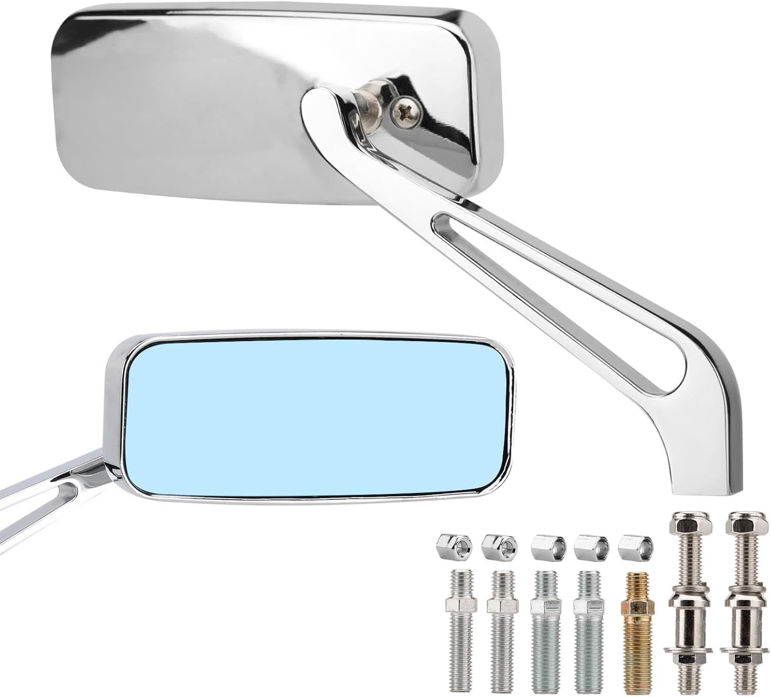 Motorcycle Rectangle Rearview Mirrors 8mm 10mm for Harley Touring