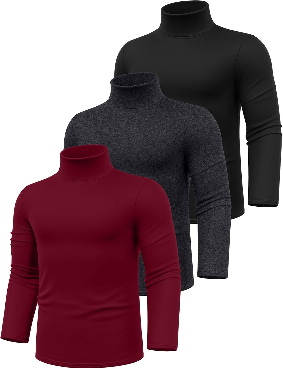 Ficerd 3 Pack Men's Big and Tall Turtleneck Shirts