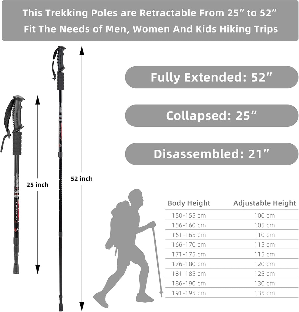 Aihoye Hiking Trekking Poles, 2 Pack Walking Hiking Sticks for Men &Women