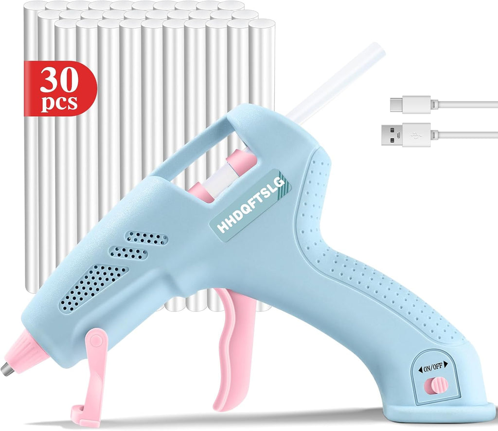 Cordless Hot Glue Gun Kit with 30 Sticks, Fast Heating 2.6Ah Rechargeable