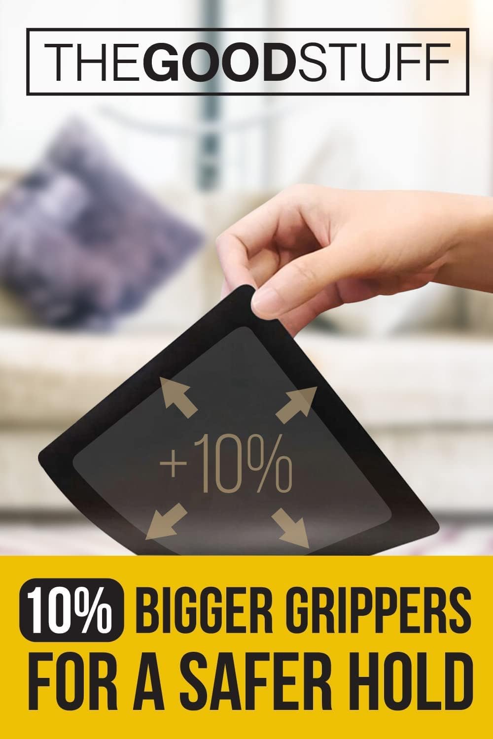 Rug Gripper for Hardwood Floors - 12 Pack Square Anti Slip Rug Corner Grippers for Area Rugs - Washable & Reusable Non Slip Rug Pads - Carpet Corners to Hold Rug in Place on Tile, Wood & Marble