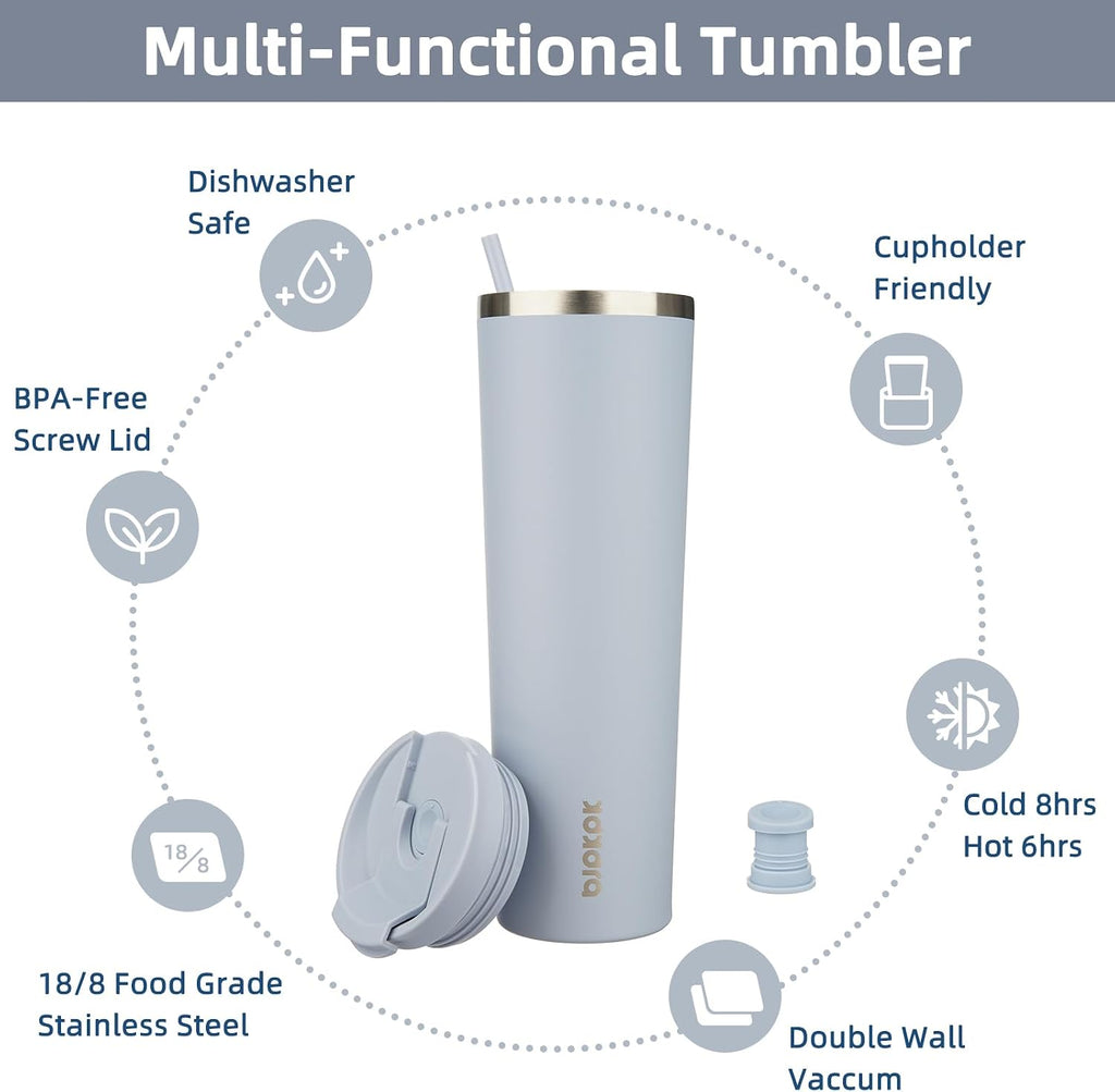 BJPKPK 34oz Coffee Tumbler with Straw, Insulated Stainless Steel Cup