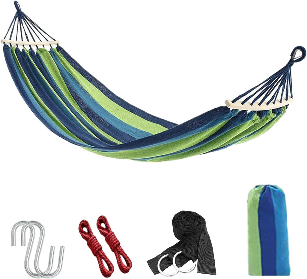 Portable Camping Hammock Lightweight Fabric Hammock for Backpacking, Beach, Patio, Backyard, Outdoor (Blue)