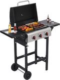 CIG GARDEN 3-Burner Propane Gas Grill 31,500 BTU with Folding Side Tables