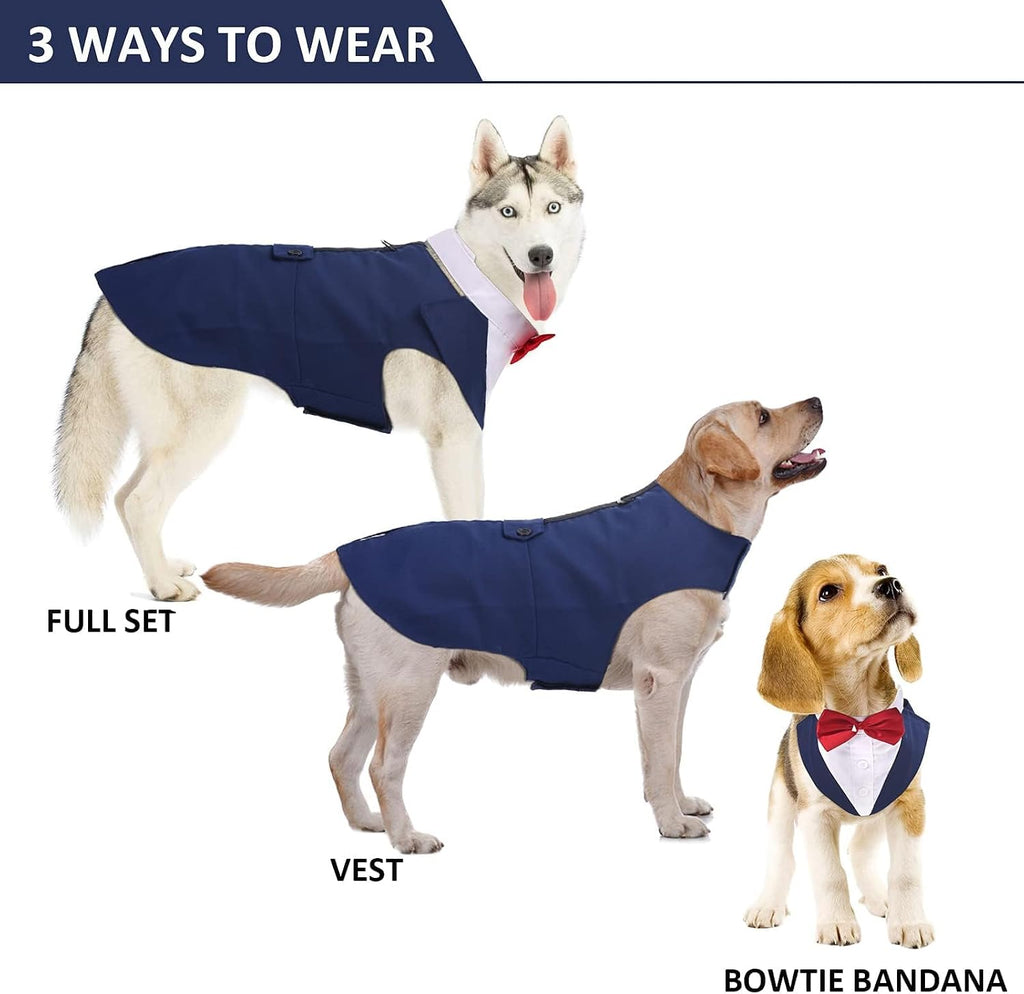 Dog Tuxedo for Large Dogs, Dog Suit and Bandana Set, Dog Costume Outfit