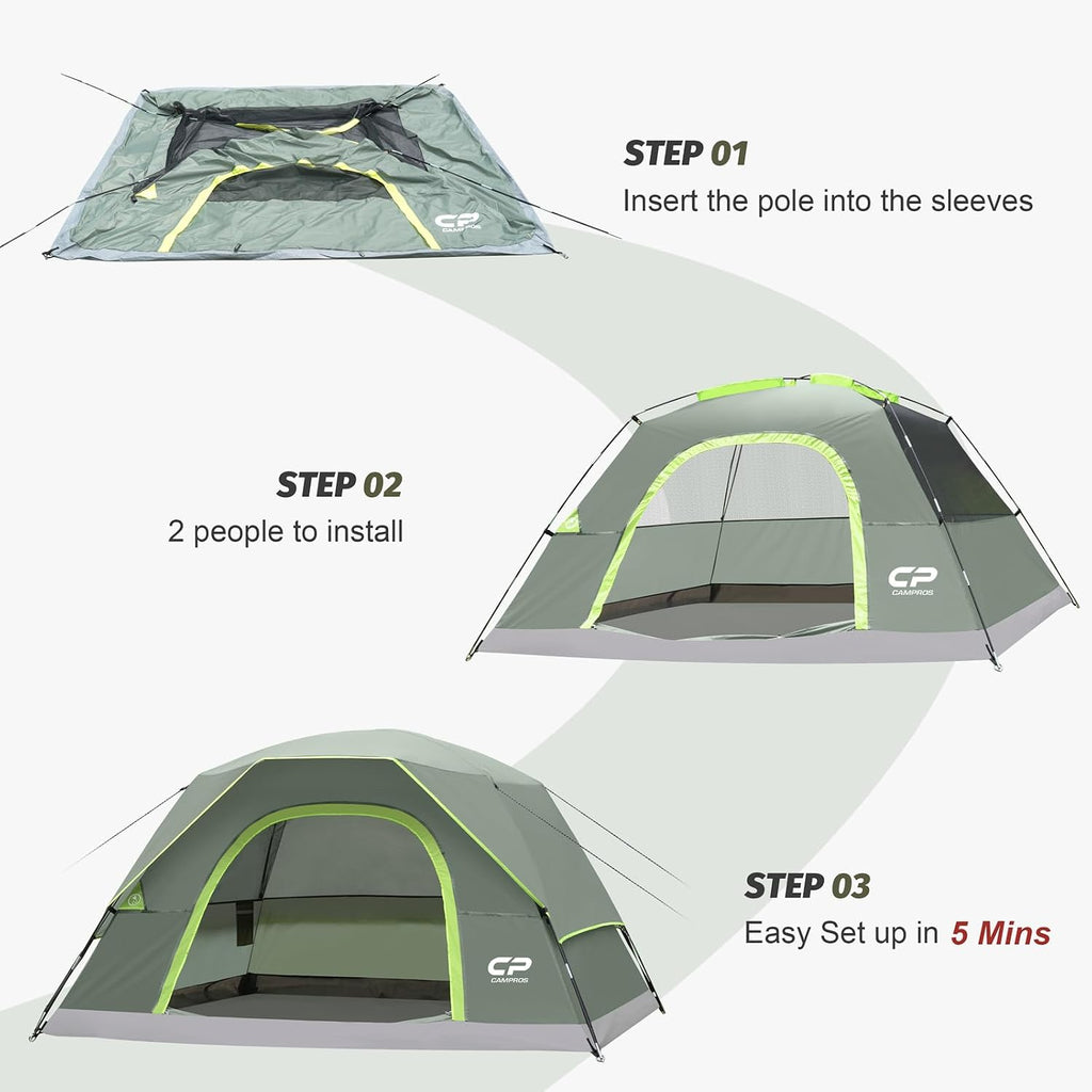 CAMPROS CP Tents for Camping 2/4/6 Person, Waterproof Windproof Dome Tent
