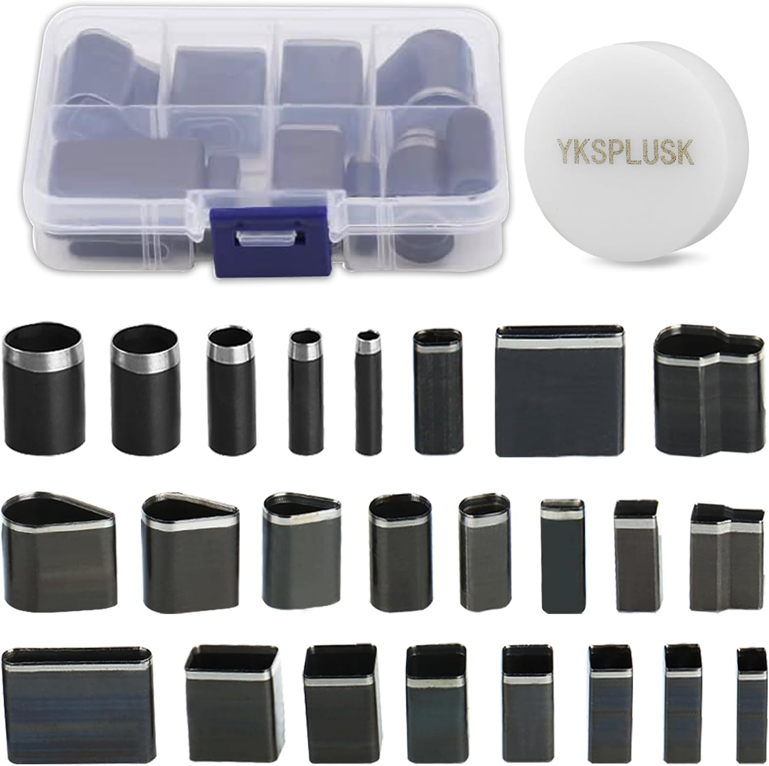 56 Pieces Leather Hole Punch Set, Leather Cutting Dies Kit with Storage Case & Mat, Multiple Shapes Hole Punch Tool for Belts, Hollow Punch Cutter Tool for Handmade DIY Crafts