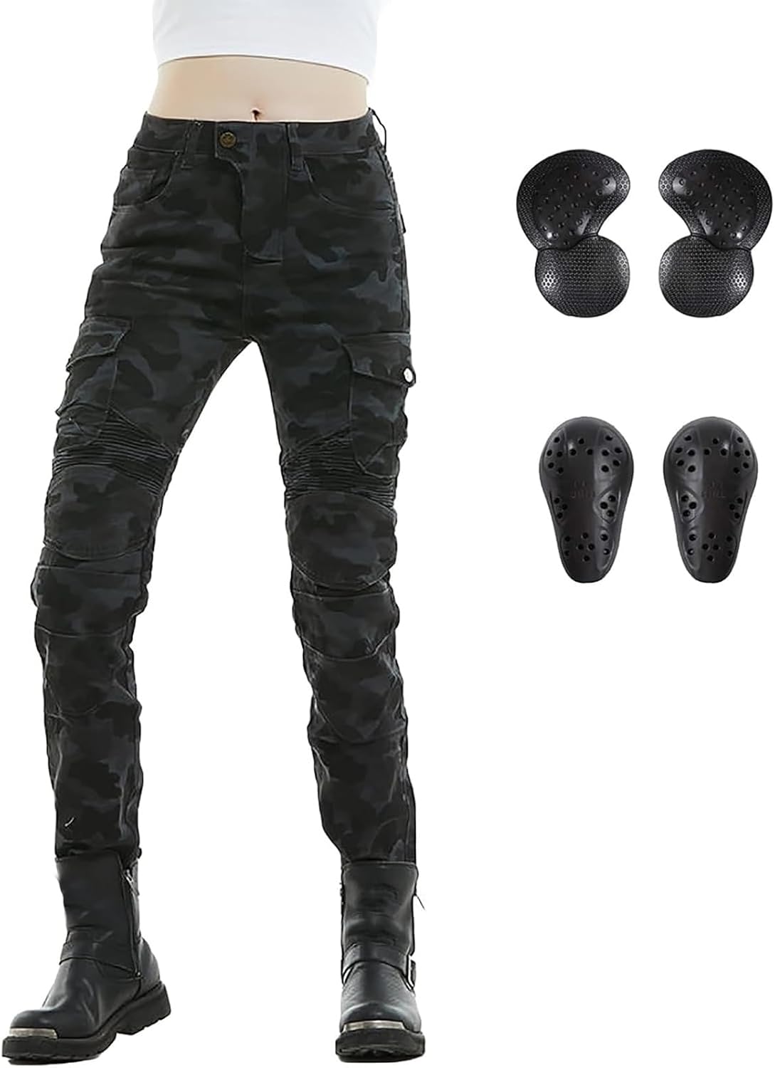 LOMENG Motorcycle Riding Pants Women with CE Level 2 Removable Armor