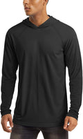 MAGCOMSEN Men's Hooded UPF 50+ Sun Protection T Shirts Long Sleeve Athletic Fishing Shirts Rash Guards
