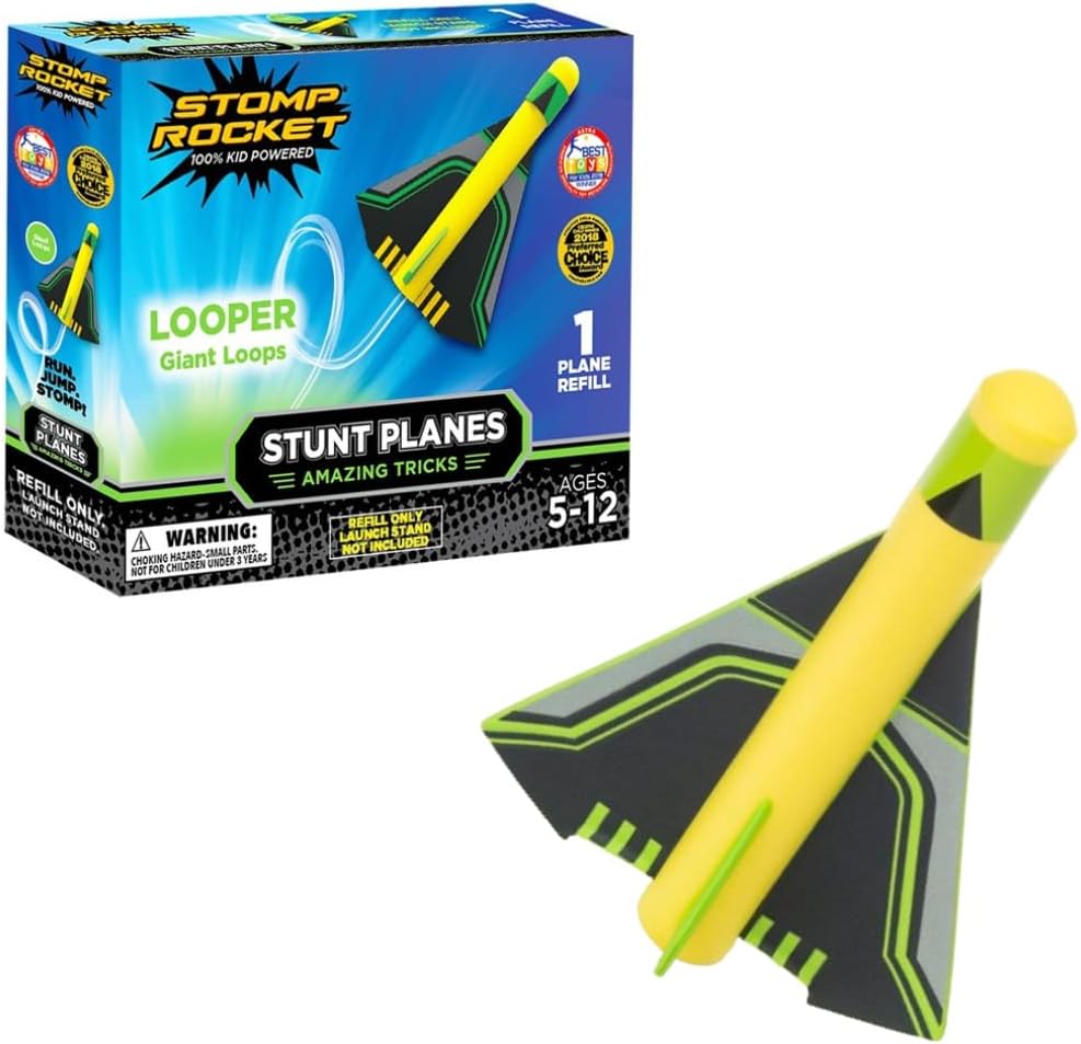 Stomp Rocket Stunt Plane Rocket Launcher Toy for Kids - 3 Foam Airplane Toy