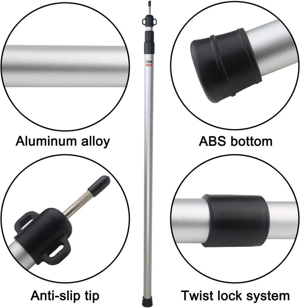 Sunnyglade 2 Pcs Adjustable Tarp Poles Telescoping Rods Aluminum Silver