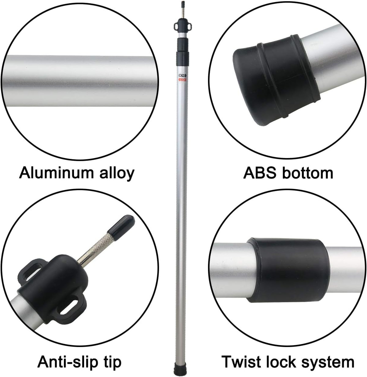 Sunnyglade 2 Pcs Adjustable Tarp Poles Telescoping Rods Aluminum Silver