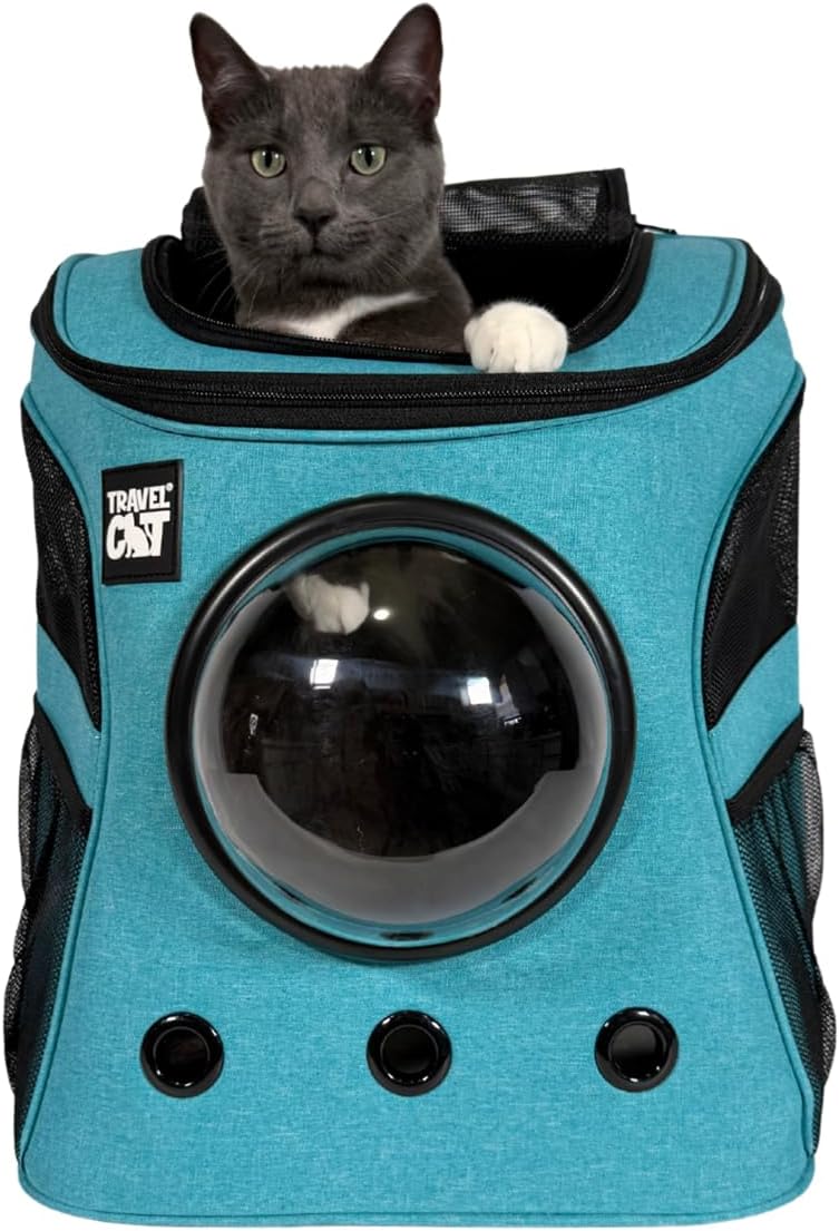 Fat Cat Backpack Carrier - Airline Approved Cat Carrier with Space Capsule Bubble for for Small Cats, Kitten - Premium Grey Heather Cat Carrier Backpack for Outdoor, Travel, Hiking, Pet Supplies