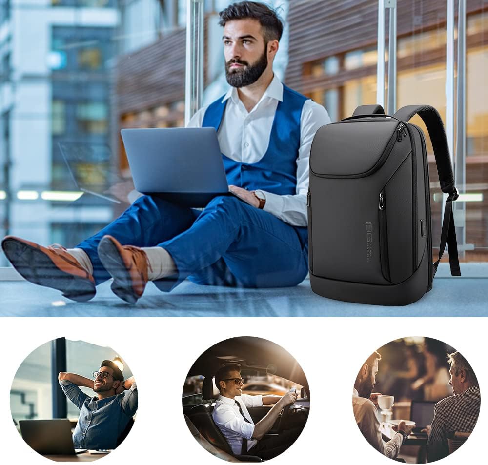 BANGE Business Smart Backpack Waterproof fit 15.6 Inch Laptop Backpack with USB Charging Port,Travel Durable Backpack