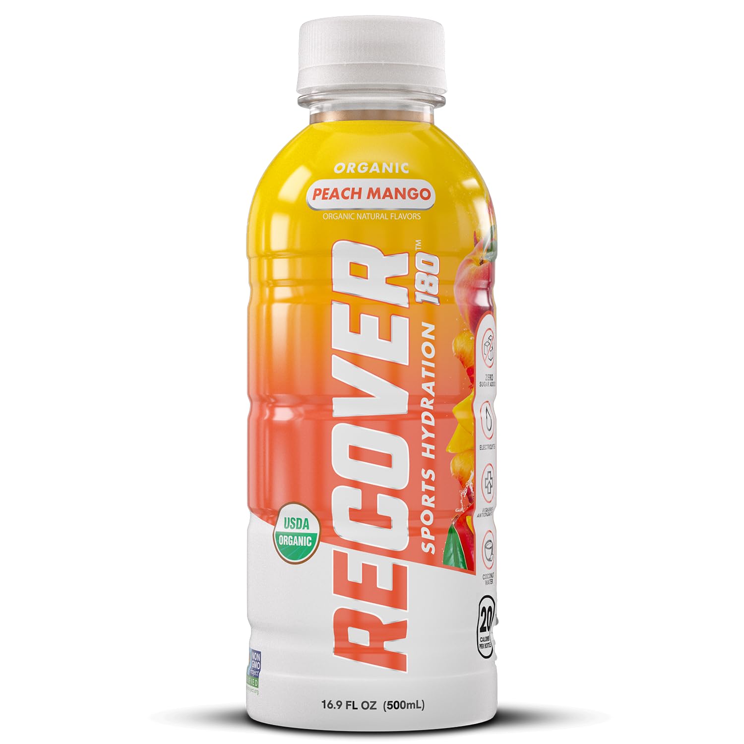 RECOVER 180 Organic Sports Hydration Drink, No Sugar Added, 20 Calorie Sports Beverage, Organic Flavors With Vitamins, Potassium-Packed Electrolytes (16.9 Fl Oz (Pack of 12), Variety Pack)