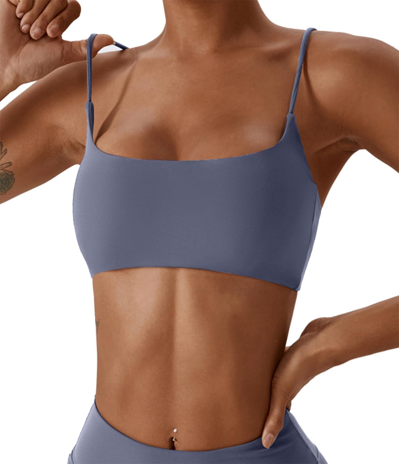 Comper Women's Sports Bras Wirefree Racerback Workout Bras Sexy Thin Straps Yoga Sport Bras with Removable Pads