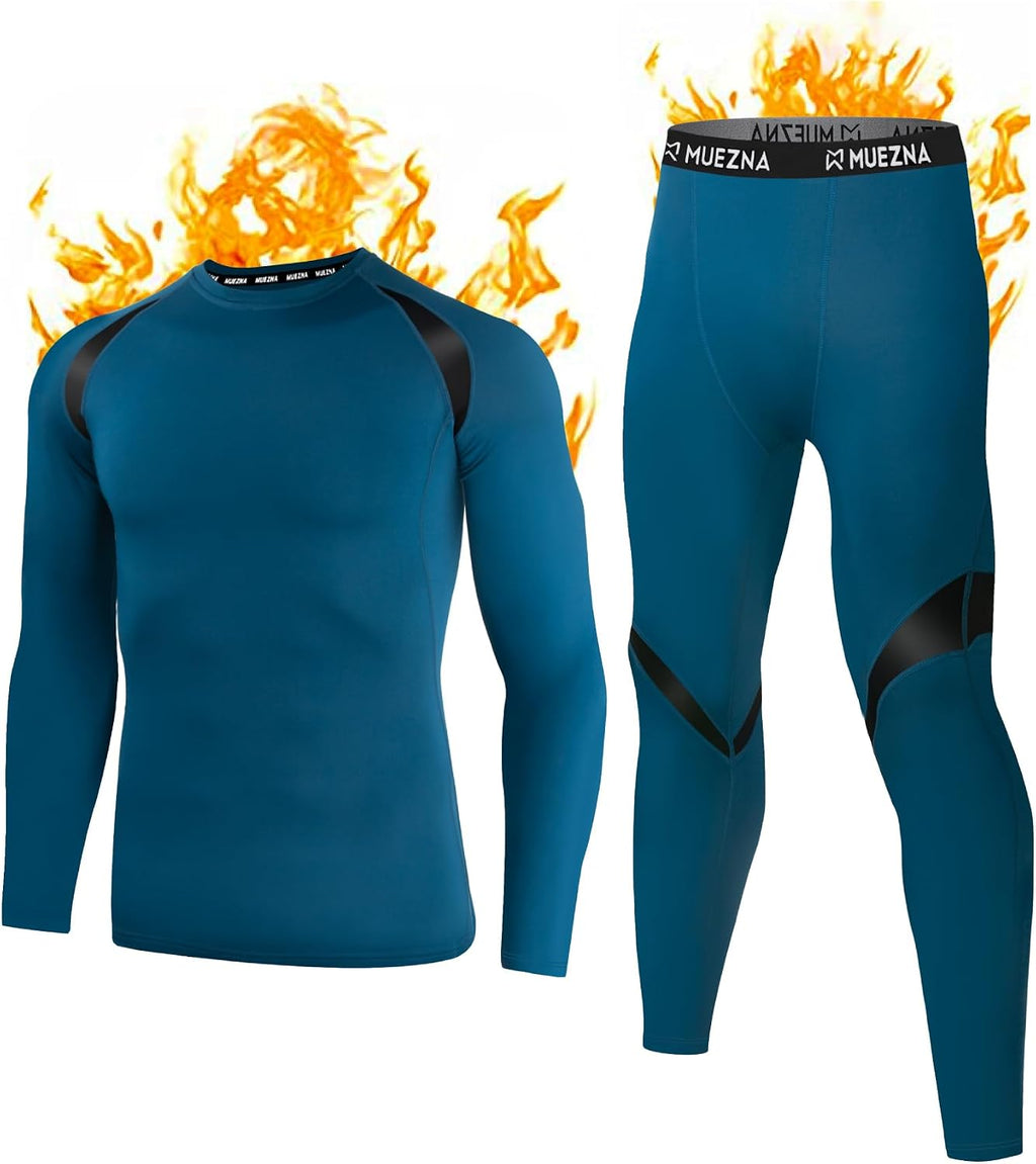 Muezna Men's Thermal Top and Bottom Set Underwear Long Johns Base Layer