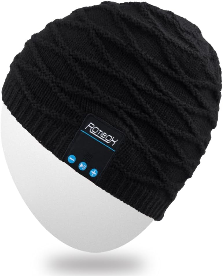 Rotibox Bluetooth Beanie Hat with Headphones for Outdoor Sports Xmas Gifts