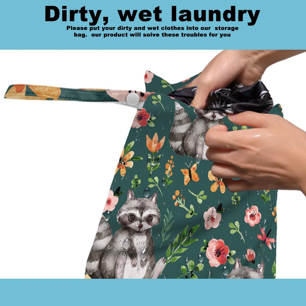 2Pcs Squirrel Wet Bag Plants Waterproof Reusable Wet Dry Bag, 12x10 Inch