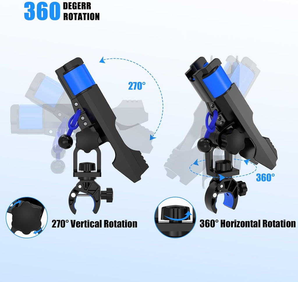 VEXPLO Clamp On Rod Holder for Fishing Boat, Round Rail Mount