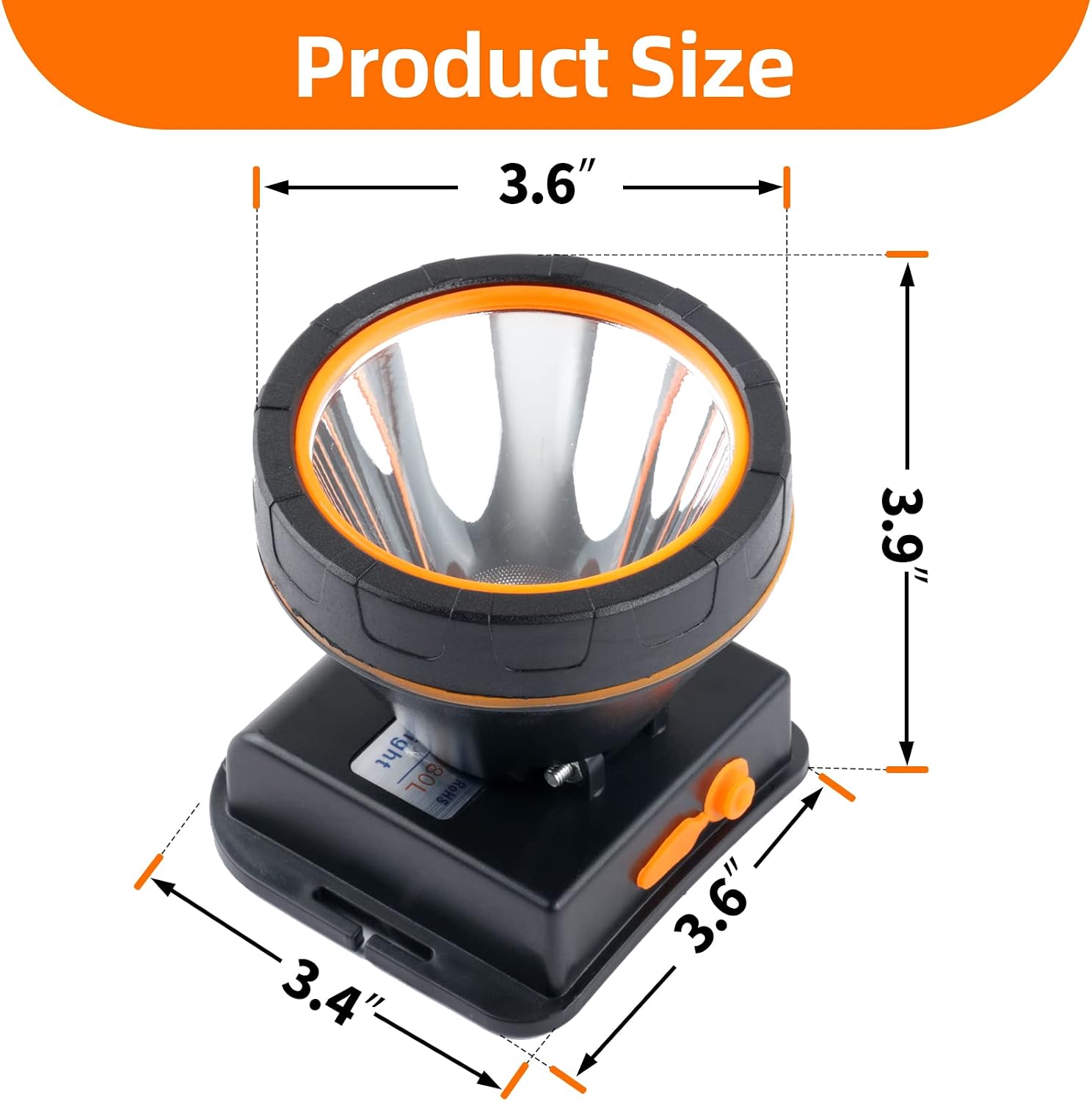 Superbright LED Rechargeable Headlamp,High Power Camping Light 2 Modes Waterproof Headlight Adjustable Gold Head Troch Lamp for Hunting Fishing Hiking(White Light)