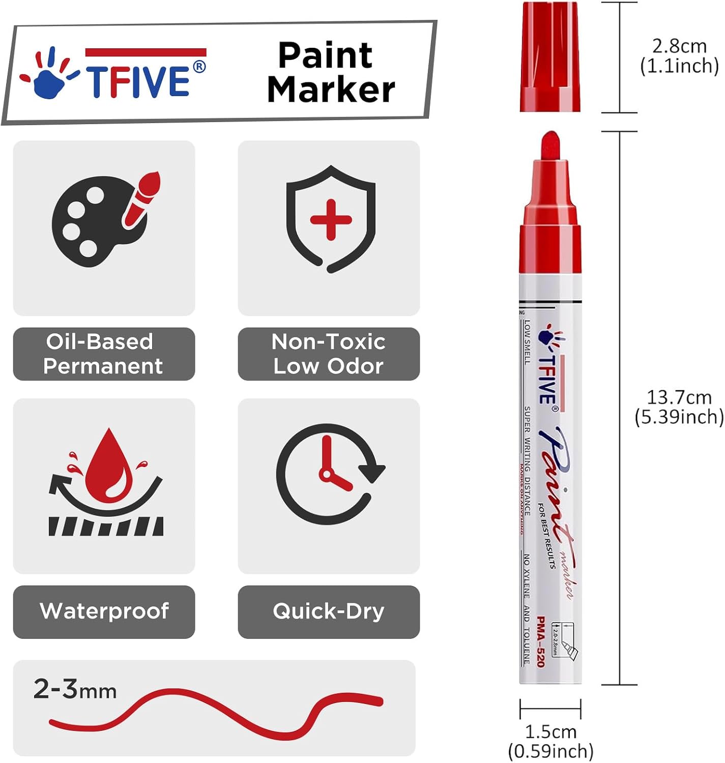 TFIVE Black Paint Pens Permanent Markers, 24 Pcs Oil Based Paint Markers