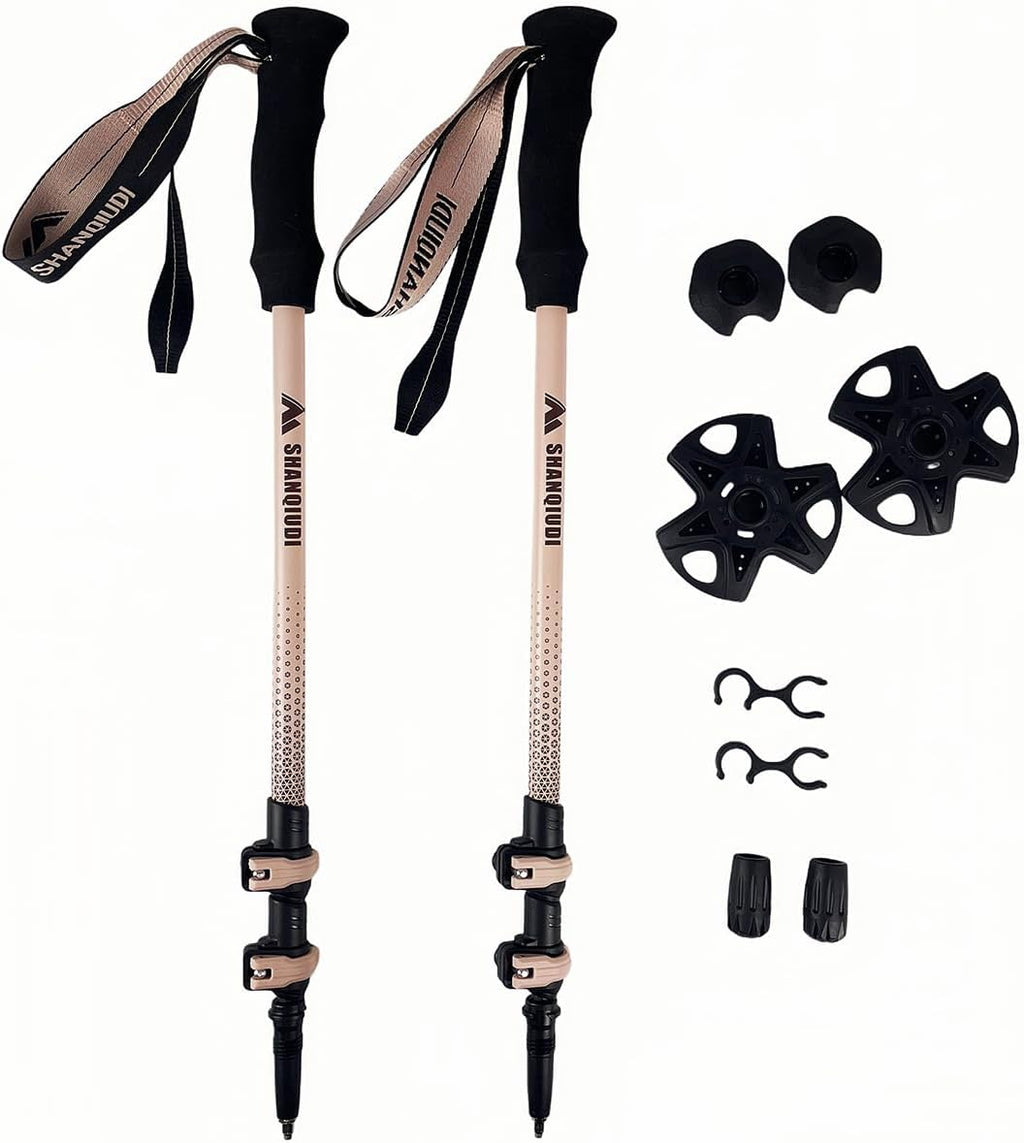 2pcs Ultralight Trekking Poles Adjustable Folding Walking Sticks 22.4-47.2"
