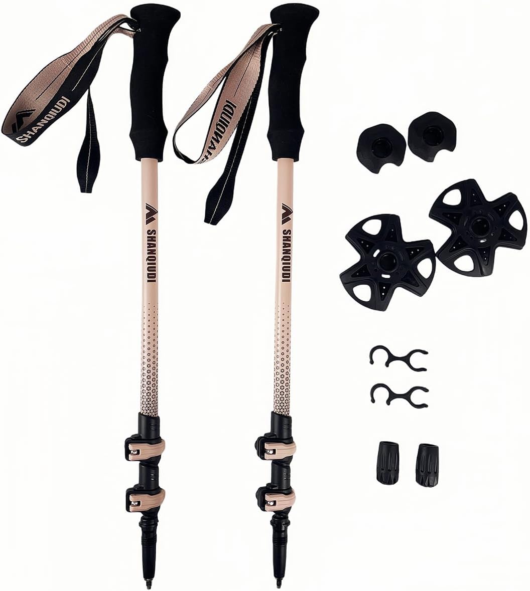 2pcs Ultralight Trekking Poles Adjustable Folding Walking Sticks 22.4-47.2"