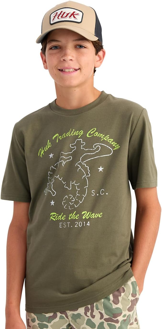 HUK - Kid's Performance Fishing Graphic Tee, Short Sleeve T-Shirt for Kids