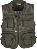 Ziker Men's Mesh Breathable Openwork Camouflage Journalist Photographer Fishing Vest Waistcoat Jacket Coat