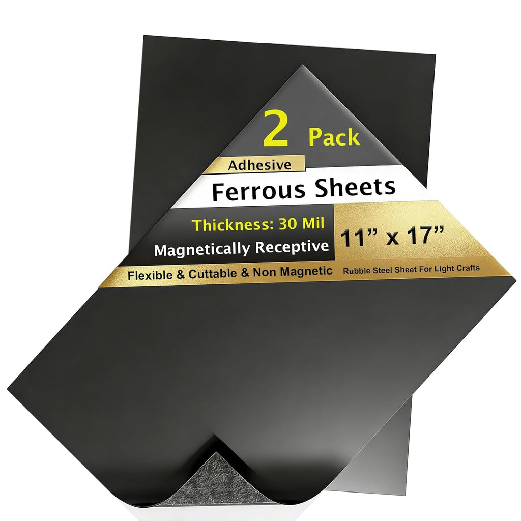 6 Pack, Adhesive Metal Sheets-8.5” x 12.3”, Ferrous Sheet for Magnets Receptive, 30 Mil Thin Flexible Rubber Steel Mat for Crafts, Magnetic Miniatures Organization – Fits Standard US Really Useful Box